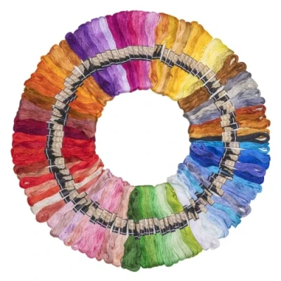 Imagen de Hilos para Hacer pulseras, 100 colores Punto de Cruz, bordado, manualidades, juego 8 m, 6 hebras, Hilo coser