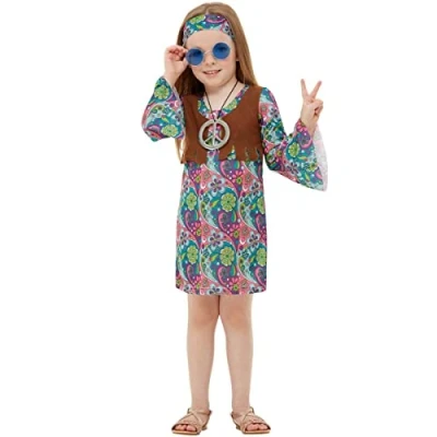 Imagen de Funidelia Disfraz de Hippie para niña Talla 7 9 Años 60, Hippie, Flower Power, Décadas Multicolor