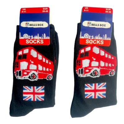 Imagen de Souvenirs 2 pares de calcetines Londres para hombre, color Negro, bandera británica, Reino Unido, talla 6 11 (Reino Unido), ^