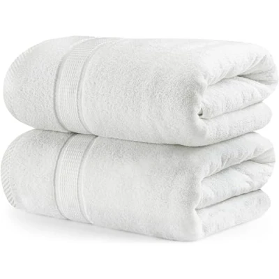 Imagen de Utopia Towels Juego de 2 (80 x 200 cm), Toallas XXL para Sauna, Baño, Sábanas Extra Grandes con Gancho Altamente Absorbentes, 100% Algodón (Blanco)