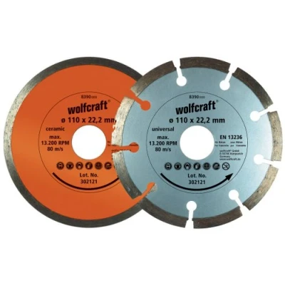 Imagen de wolfcraft Juego de discos diamantados corte, Ø 110 mm, 2 piezas I 8390000 La alternativa económica ideal para todos los principiantes y bricoladores ocasionales