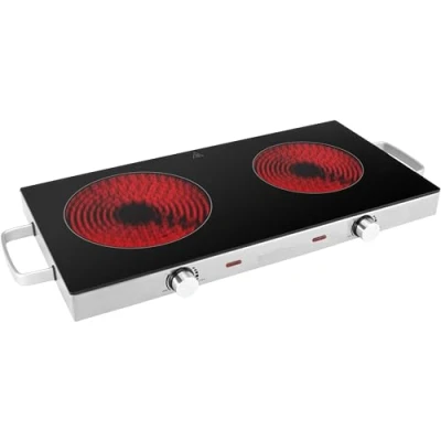 Imagen de ProfiCook PC DKP 1211 placa de cocción doble por infrarrojos bajo consumo con dos campos, vitrocerámica resistente a los arañazos, para todo tipo ollas,