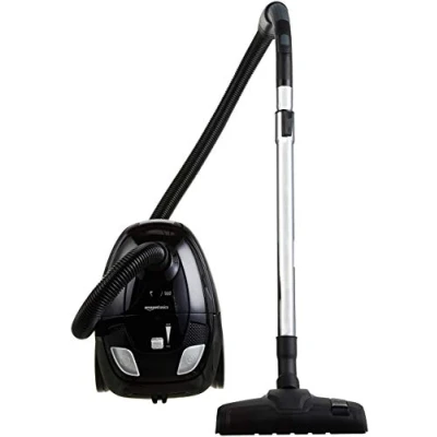 Imagen de Amazon Basics Potente aspirador con bolsa, para suelos duros y alfombras, filtro HEPA, compacto ligero, 700 W, 1,5 l (UE), Negro