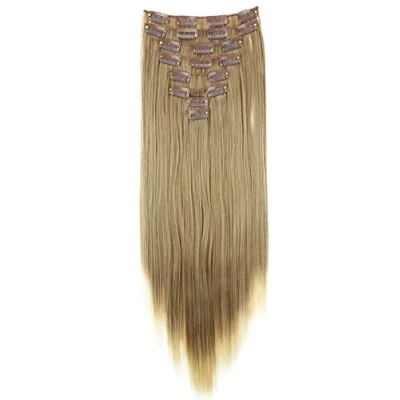 Imagen de CAISHA XL 60cm 7 Piezas Set CLIP IN EXTENSIONS Extensión De Cabello Postizo Liso Rubio Castaño CE20