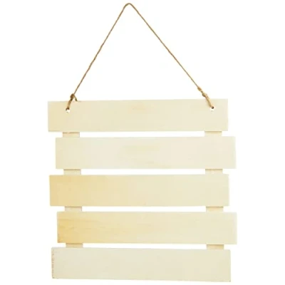 Imagen de Rayher 62865505 Cartel de madera con listones, 30.5 x 31.6 1.5 cm, decorativo al natural para colgar
