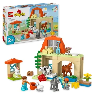 Imagen de LEGO 10416 DUPLO My Town Cuidando Animales de Granja, Juguete Educativo para Beb�s, Casa, Minifiguras Caballos