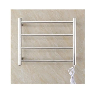 Imagen de Toallero Electrico Baño Pared, 4 Barras Calentador de Toallas Acero Inoxidable, 48W Secador Bajo Consumo con Temperatura Constante Inteligente,Plata,Hardwired