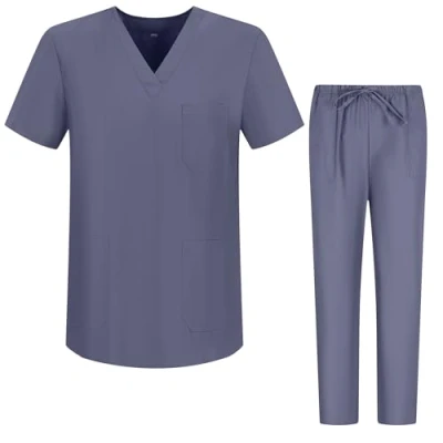 Imagen de MISEMIYA Pijama Sanitario Conjuntos Uniformes Sanitarios Unisex Medicos 6801 6802 XS, Gris Claro