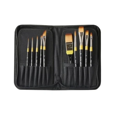Imagen de Daler Rowney System 3 Estuche Pinceles Mango Corto Zip Case Classic 10 Unidades