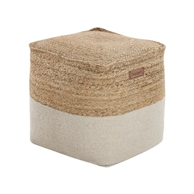 Imagen de Puf de algodón yute beige claro 44 x cm EPS otomana boho moderno Kirama