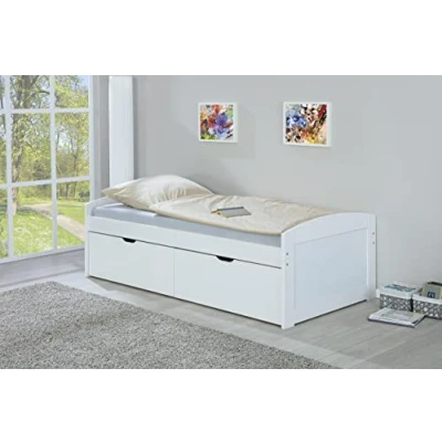 Imagen de Inter Link Cama funcional individual Cuna 2 cajones Pino macizo EINAR blanco 90 x 200cm