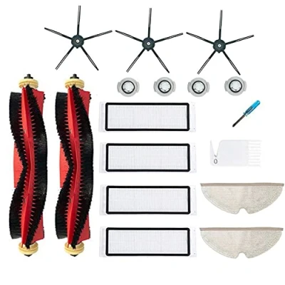 Imagen de Chuancheng Kit de cepillo lateral rodillo para aspiradora Xiaomi Roborock S6 S5 Max S60 S65, 2 rodillos, 3 cepillos laterales, 4 filtros, fregona, núcleos agua