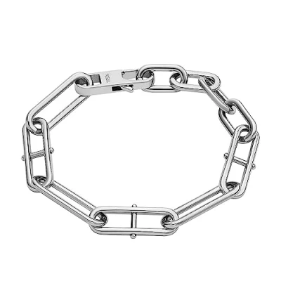 Imagen de Fossil Pulsera para Mujer Heritage D Link de Cadena Acero Inoxidable, Longitud: 165mm/175mm/190mm, JF04502040, Tono Plata