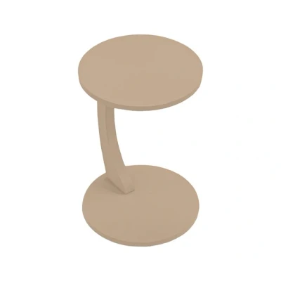 Imagen de [en.casa] Mesa Auxiliar Holeby en Forma de C Centro Redonda Mesita Salón con 4 Ruedas Uso Versátil 56 x Ø 38 cm Cappuccino