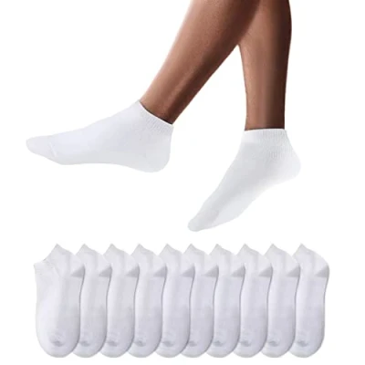 Imagen de YouShow 10 Pares Calcetines Deportivos Tobilleros hombre mujer Cortos Calcetin Algodon(Blanco,43 49)