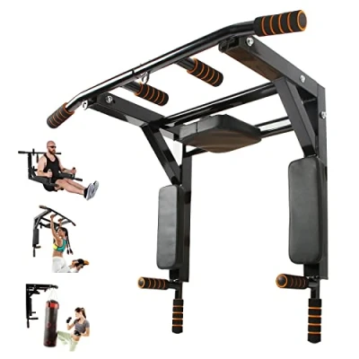 Imagen de Leogreen Barra de Dominadas Montaje en la Pared Multifuncional, Boxeo TRX Entrenamiento y Resistencia Training, estación inmersión, Carga máx 200 kg