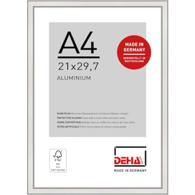 Imagen de DEHA Design marco de aluminio Boston, 21x29,7 cm (A4), Plata