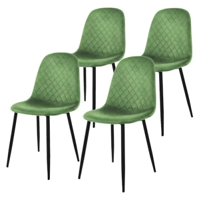 Imagen de ML Design Set 4X Sillas de Comedor Verde Salvia con Respaldo, Asiento Ergonómico Acolchado Tapizado Terciopelo Patas Metal Sillón Diseño Moderno para Mesa Salón, Escritorio o Cocina
