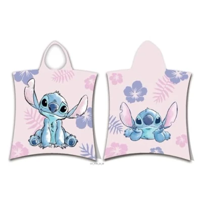 Imagen de Jerry Fabrics Lilo &amp; Stitch Poncho de toalla con capucha doble cara para niños, 115 x 50 cm, niños y niñas