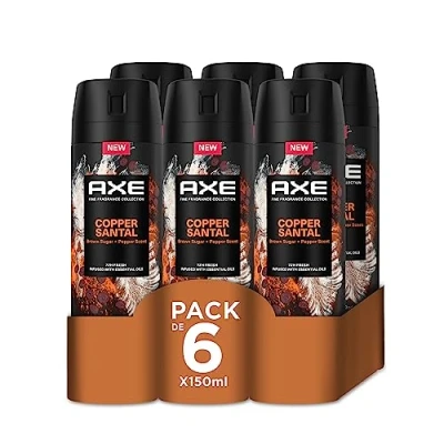Imagen de Axe Pack Ahorro Desodorante en aerosol para hombre Copper Santal Fragancia Premium 6 x 150ml
