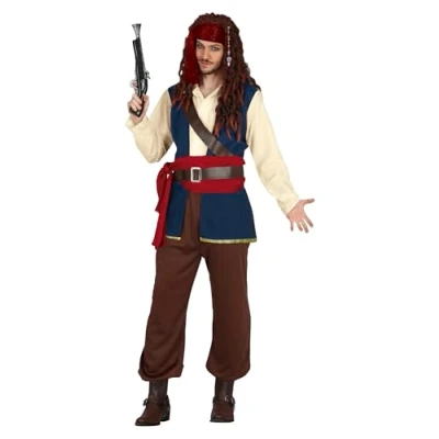 Imagen de FIESTAS GUIRCA Disfraz de Capitán Pirata Héroe los Siete Mares para Hombre Adulto Talla S 46 48