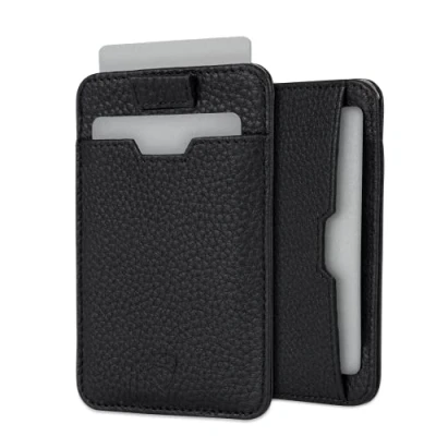 Imagen de Vaultskin Chelsea Billetera de Cuero Minimalista y Delgada para Hombres con Bloqueo RFID. Pequeño Tarjetero Bolsillo Delantero Protección Antirrobo Segura (Negro Mate)