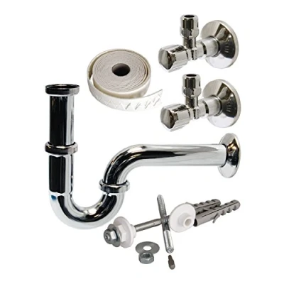 Imagen de Sanitop Wingenroth 22313 3 Schell Kit de instalación para Lavabo 32 mm, Metal Cromado, Cromo, 1 1/4 Zoll x 32mm