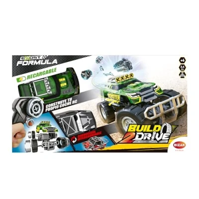 Imagen de Exost Build 2 Drive Mighty Crawler, coche radiocontrol en 1, vehículo de carreras para construir, monster truck y jugar, accesorios batería incluidos, niños niñas desde 5 años, Bizak (62000703)