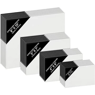 Imagen de Belle Vous Lienzos para Pintar en Blanco (Pack de 28) 4 Tamaños Variados — Set Paneles Lienzo Preestirados Pintura Acrílica y al Óleo Use este Bocetos Dibujos