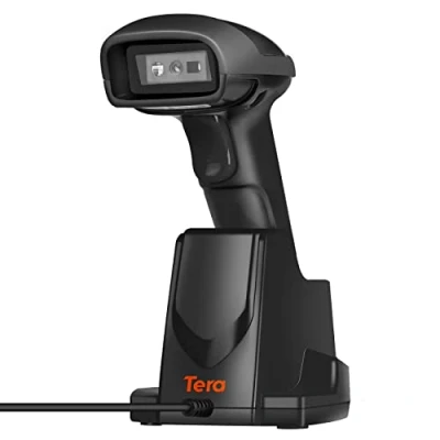 Imagen de Tera Escáner de código Barras 2D QR inalámbrico con Base Carga USB Lector códigos Mano Escaneado rápido y preciso 1D 3en1, D6100 NEW