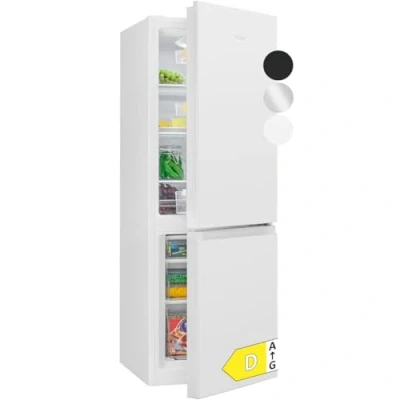 Imagen de Bomann® Frigorífico con congelador de 143 cm alto nevera 175L 3 estantes y cajones tope puerta intercambiable silencioso 39 dB KG 322.1 blanco