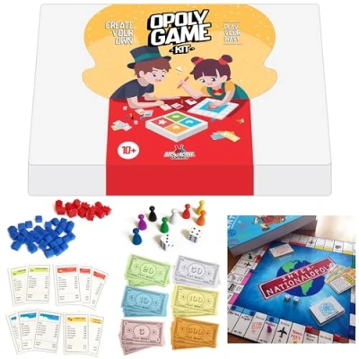 Imagen de Apostrophe Games CREA Tu Propio Juego de Mesa Opoly (Caja en Blanco, Tablero y Accesorios)