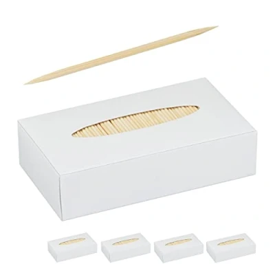 Imagen de Relaxdays Zahnstocher Holz 5000er Set Palillos para Dientes, Mondadientes, Pinchos Aperitivos, Delgados, Manualidades, 6,5 cm, Marrón, Madera, 5000 Uds