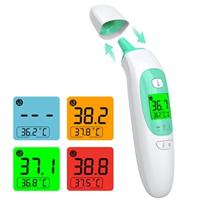 Imagen de Termometro Digital Frente, KKmier Termómetro Digitales Infrarrojos para Bebés, Niños y Adultos, de Frente Oído con Alarma Fiebre,℃ ℉ Conmutable