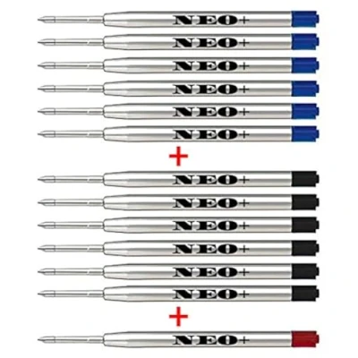 Imagen de Recargas para bolígrafo de punta redonda calidad, económicos pero duraderos, mediana, 12 unidades También sirven bolígrafos Parker (6 x BLACK INK + 6 BLUE 1 RED INK)