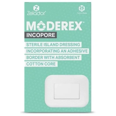 Imagen de Moderex Apósito adhesivo estéril con almohadilla de algodón absorbente (7 x 9 cm 25)