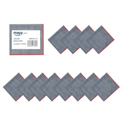 Imagen de Maya Bayeta Fast 270G. Multiusos 100% Microfibra. Gran Poder de Absorción. Limpieza Sin Marcas para Cualquier Superficie. Pack 12 bayetas. (Rojo)