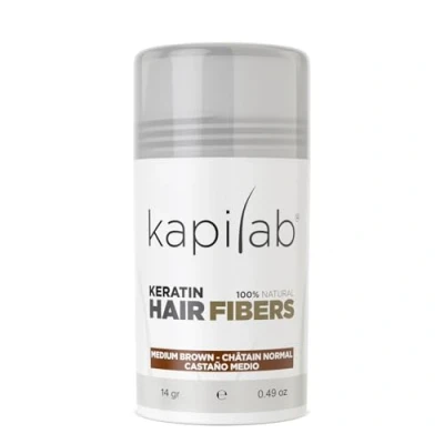 Imagen de Kapilab Fibras Capilares Disimula la falta de Cabello al Instante Microfibras en Polvo Queratina para Hombres y Mujeres Tapa Calvicie forma Natural 12,50gr Castaño Medio