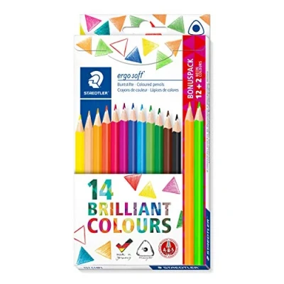 Imagen de STAEDTLER Ergosoft 157 C14P1. Lápices de color triangulares. Caja con 14 unidades colores variados