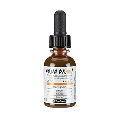 Imagen de Schmincke AQUA DROP, acuarela líquida a base de pigmentos, color Ámbar en frasco 30 ml con pipeta, 24620034, para pintar acuarela, esbozos urbanos, caligrafía, rotulación mano