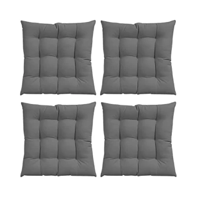 Imagen de GREATOYAR Cojines para Silla y Asiento, Decoración de Asiento Jardín Casa Terraza, Cojín Decorativo con Correas Sujeción, 9 Pespuntes, Fabricado en España, 40 x 3.5 cm, Pack 4, Gris