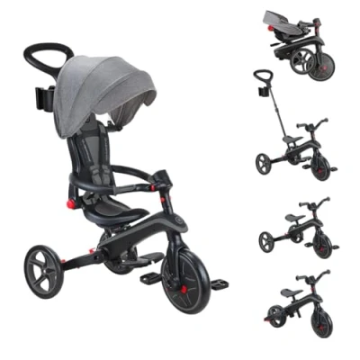 Imagen de Globber Tricycle Explorer 4 en 1 Triciclo Plegable y escalable draisiana para niños de 10 Meses a 5 años