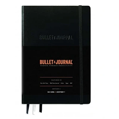 Imagen de LEUCHTTURM1917 363572 bullet Journal Edition 2, Medium, Tapas duras, 206 páginas numeradas, papel de 120 g/m², libreta ideal para journaling, con guía bolsillo BuJo (Negro)