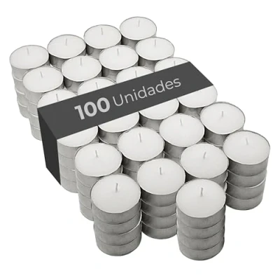 Imagen de COM FORT HOUSE Velas de te Blancas Pack 100 Unidades Té Calientaplatos Tealight 8 Horas Duración Decorativas Sin Perfume