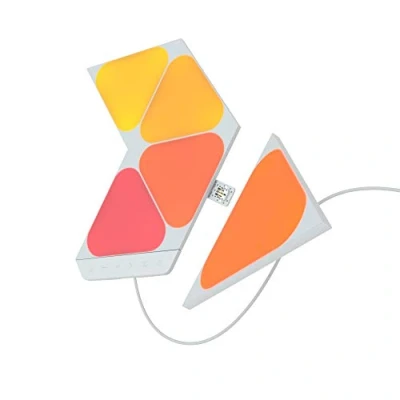 Imagen de Nanoleaf Shapes Mini Triangle Starter Kit, 5 Triángulos Luminosos Led RGBW Apliques de Pared Interior Modulares, Luces Inteligentes 16M Colores WiFi, Compatible Alexa, Decoración y Gaming