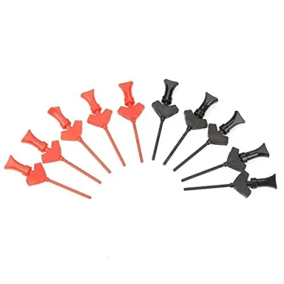 Imagen de 10 Unids Prueba Gancho Clips Mini Clip Puente Plomo Kit para SMD IC Probador Electrónico Negro + Roj