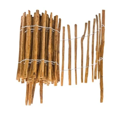 Imagen de BOGATECO valla de madera avellana color marrón impregnada, 50 cm alto y 500 largo, madera, distancia entre listones 4 5 cm, estacas, perfecta como borde bancal o