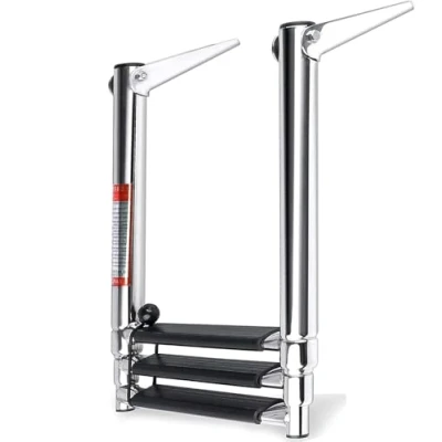 Imagen de TREPPE Escalera Plegable de Acero Inoxidable Barco, Telescópica para Barco Yate 3 Escalones