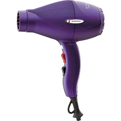 Imagen de GAMMAPIU&#039; Secador de Pelo Profesional E T.C. Light, 3 Temperaturas, Ligero, Silencioso, Generador Iones, 430 g, Rejilla Recubierta Turmalina, W 1800 2100 (Enchufe ITALIA, Morado opaco)