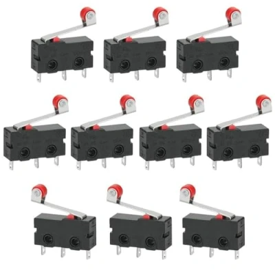 Imagen de GOLRISEN Micro Interruptor de Palanca 10 Piezas Microinterruptor Final Carrera 3 Pines 5A 250V SPDT 1NO 1NC Acción Rápida ​en Miniatura para Electrodomésticos y Equipos Electrónicos
